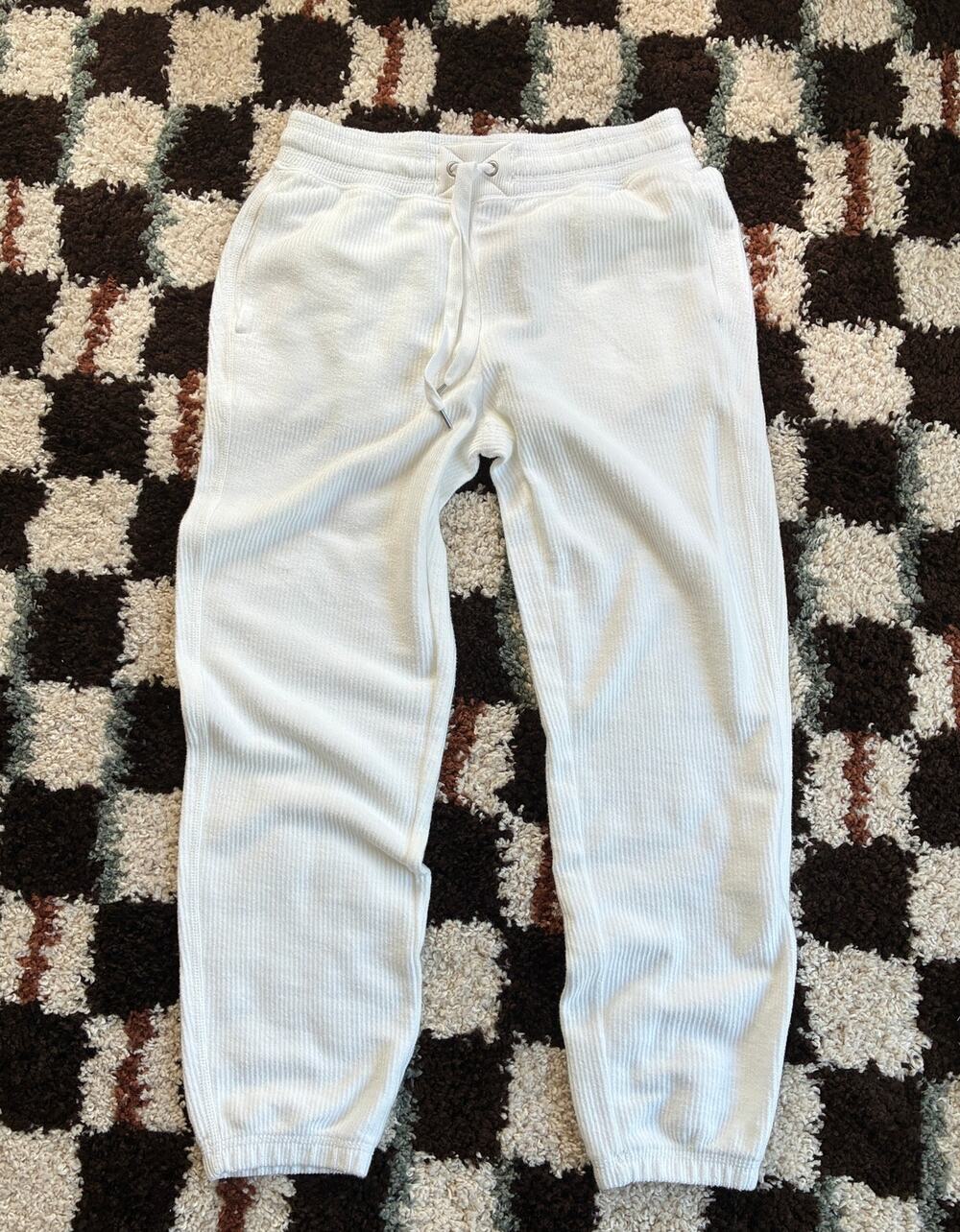 Aerie Ribbed-Knit White Jogger Sweatpants Size M